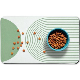 Dog Food Mats for Floors Waterproof, Cat Water Bowl Mats Pet Feeding Absorbent Mat Placemats for Food and Water Green Bohemia 12 * 20 inch