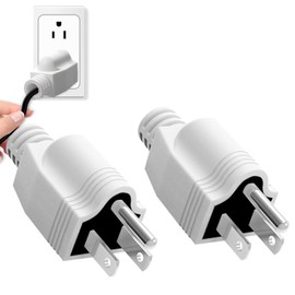 2Pcs NEMA 5-15p Replacement Plug 3 Prong, Male Plug end Replacement 3 Prong, Straight Blade Connector for Grounding 3-Pin 15A 125V (White)