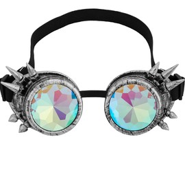 OMGREAT Kaleidoscope Glasses for Raves Steampunk Goggles with Rainbow Prism Diffraction Crystal Lenses