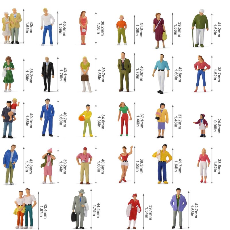 P4312 O Scale Painted Figures 30 Different Poses All Standing