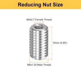 sourcing map 20pcs Thread Repair Inserts M8 x 1.25 Male to M4 x 0.7 Female Thread 15mm Long Stainless Steel Reducing Nuts Metric Self Tapping Sleeves Threaded Reducer Industrial Fasteners