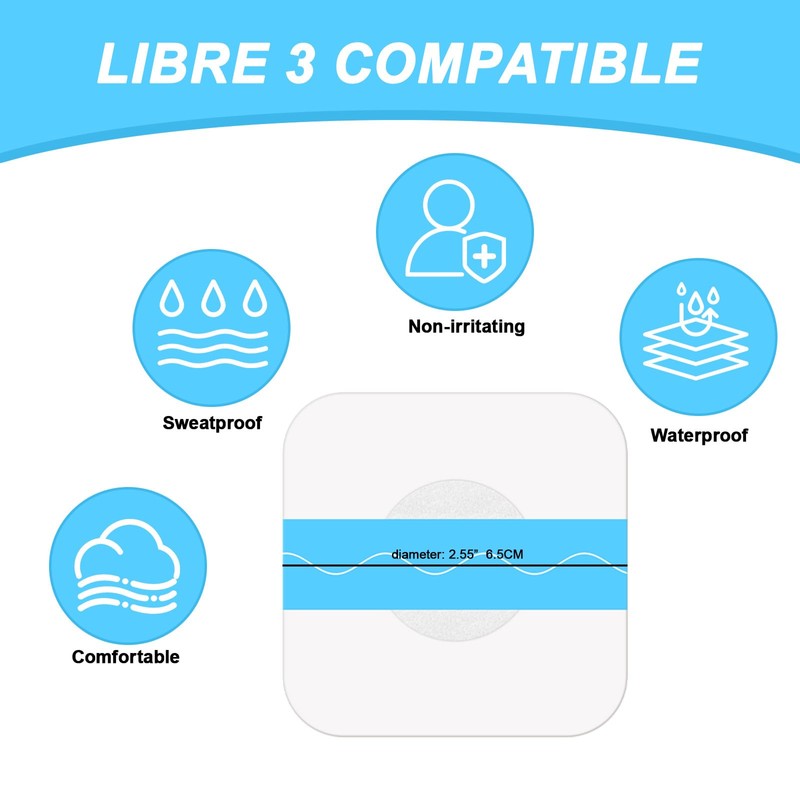Waterproof Sticker for Freestyle Libre 3, 20 PCS Freestyle Adhesive