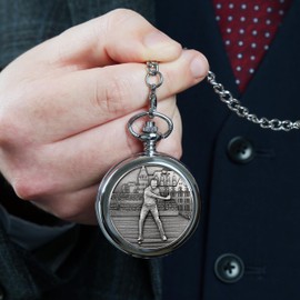 De Walden Mens 40th Birthday Gift Mother of Pearl Golf Engraved Pocket Watch 40