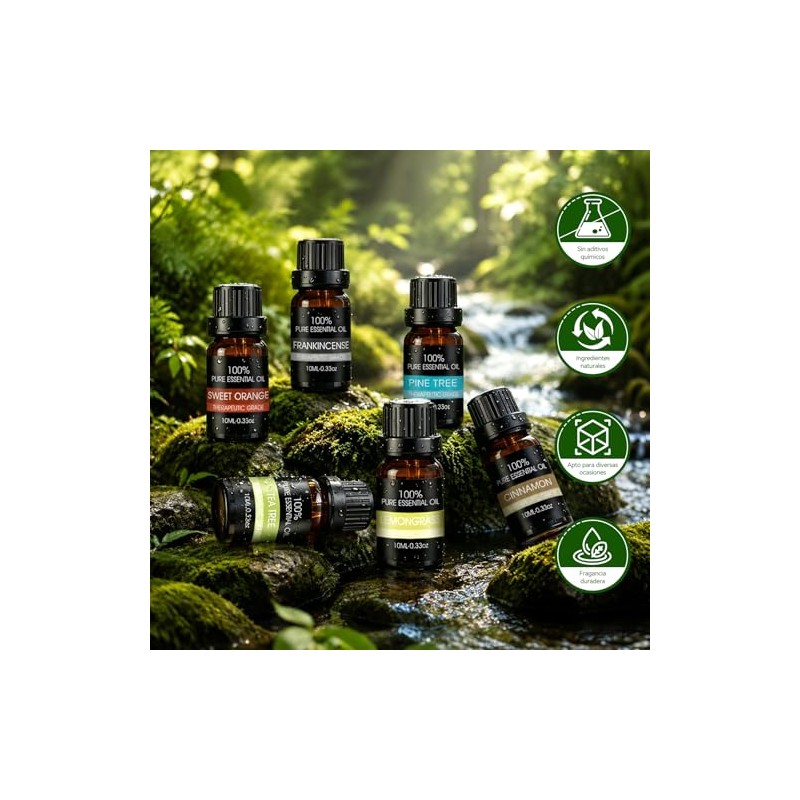 Aceites Esenciales Aromaterapia Set Botellas Kit Elaborado Ingredientes Naturales Adecuado