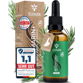 Heldengrün® Organic Rosemary + Hair Oil [High Dose] Stimulates Hair Growth - Hair Oil for Hair Loss with Real Organic Jojoba & Rosemary Oil, Rosemary Oil Hair - Essential Oil Blend