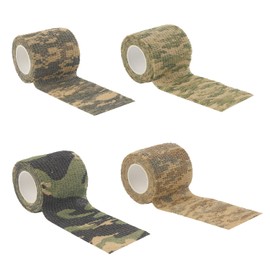 EKIND Multi-functional Self-Adhesive Camouflage Tape Wrap, Waterproof and Non-Slip for Hunting Guns, Knife Handles, Camping Gear and More - 14.7ft Total Length (4 Type Camo, Pack of 4)