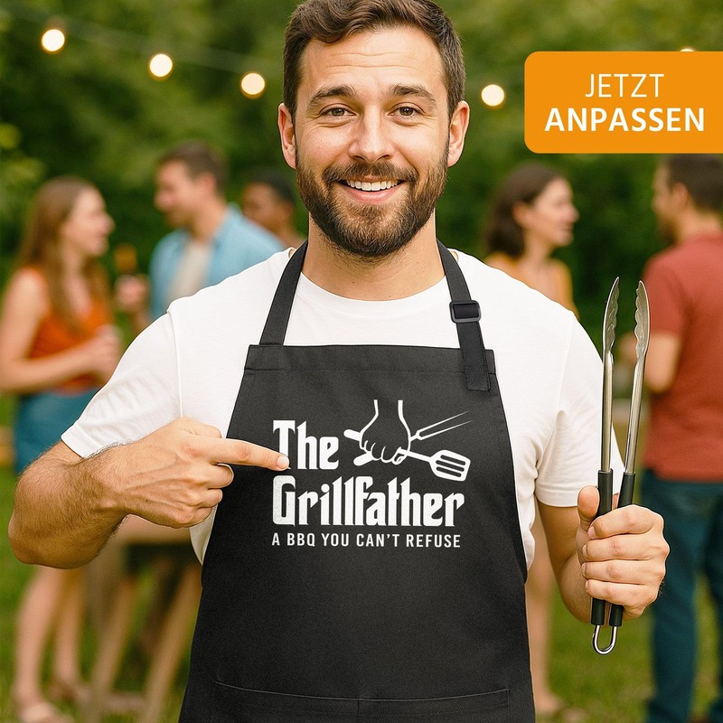 MoonWorks® BBQ Apron for Men with Saying "Hier grillt der
