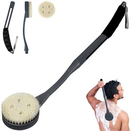 Cepillo de espalda largo para ducha, cepillo de baño trasero de 20.5 pulgadas para ducha, depurador de espalda, exfoliación y mejora de la salud de la piel para ancianos con movimiento
