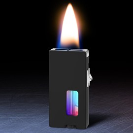 CHOICEDC Cool Lighters for Men, Butane Refillable Lighter, Vintage Lighters with Unique Shake Ignition, Visible Gas Tank, Adjustable Wide Flat Soft Flame Lighter, Novelty Gifts for Men Women, No Fuel