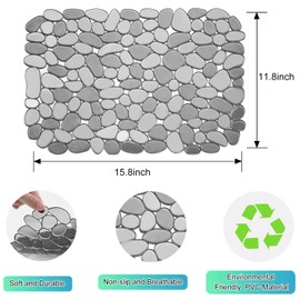 2 Pack Kitchen Sink Mat Pebble Sink Mats for Stainless Steel Sink, PVC Eco-friendly Sink Protector for Bottom of Kitchen Sink, Porcelain, Dishes and Glassware, Fast Draining, 15.8 x 11.8 In (Gray)