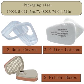Bustlwor Pack of 2 Filter Cotton, 2 Pieces Filter Caps, 2 Pieces Filters, Filter Against Organic Vapours, for Painting, Dust, Particles