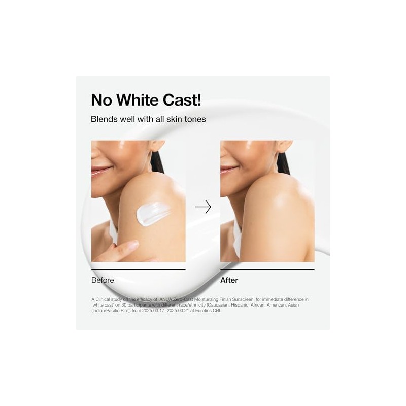 Anua, Protector solar hidratante Zero-Cast SPF 50, protector solar natural