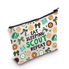 LEVLO Scout Leader Cosmetic Make Up Bag Troop Leader Mom Gift Eat Sleep Scout Makeup Zipper Pouch Bag For Junior Leader, Eat Sleep Scout Full, Large