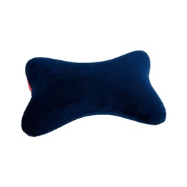 Bookishbunny Dog Bone Shaped Travel Neck Soft Memory Foam Pillow with Removable Velvet Cover for Car Bus Truck Driving Comfort Head Rest Support (Navy)