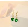 Dainty Agate Ball Dangle Earrings for Women Girls 14K Gold