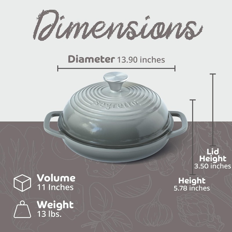 Enameled Cast Iron Bread Pan with Lid, 11” Grigio Scuro