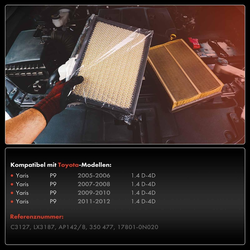 Frankberg 1x Air Filter Insert Diesel Compatible with Yaris P9