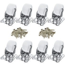 8 PCS White Universal Swivel Casters,30mm(1.25 inch) Castor Wheels for Furniture