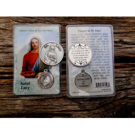 Saint Lucy Prayer Card, Patron Saint of Eye Discorders, Includes Seperate Pocket Token Prayer