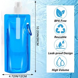 YeahBoom Pack of 3 500 ml Foldable Water Bottles, Foldable Water Bottles, Portable Foldable Water Bag, Flexible Foldable Water Bottle Scooter