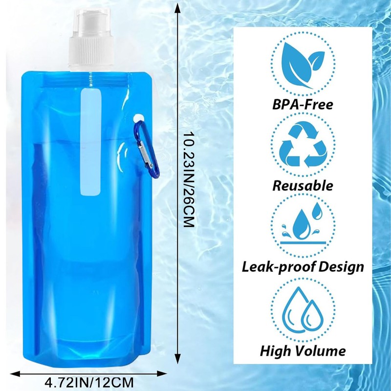 YeahBoom Pack of 3 500 ml Foldable Water Bottles, Foldable