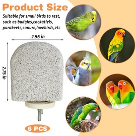 PINVNBY 6 PCS Bird Perch Bird Beak Grinding Stone Calcium Mineral Parrot Perch Foot Claws Trimmer Chew Toy Cage Accessories for Small Medium Budgie Cockatiel Conure Lovebird Finch
