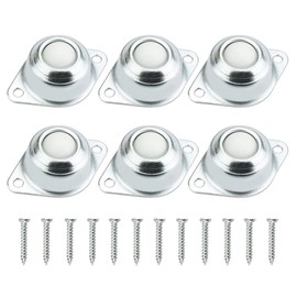 UTRUGAN Pack of 6 Ball Castors Furniture Castors Transfer Bearing Castors Nylon Ball Castors Heavy Duty Ball Roller Bearing Transfer Bearing Ball with 12 Pieces M4 x 25 mm Screws for Furniture,