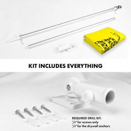 G128 Combo Pack: 6 Ft Aluminum Spinning Flagpole (Silver) & Gadsden Don't Tread On Me Flag 3x5 Ft, LiteWeave Pro Printed 150D Polyester, 4 Corner Brass Grommets | Pole with Flag Included