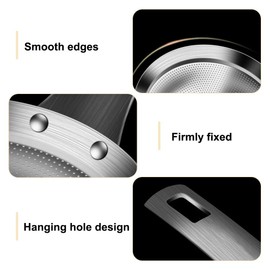 Skimmer Ladle, Stainless Steel Fine Sieve Slotted Spoon, φ 8/9.5/12 cm, Fine-Pored Ladle for Fat, Foam, Residue and Fruit, Oil and Soup Drain Clean