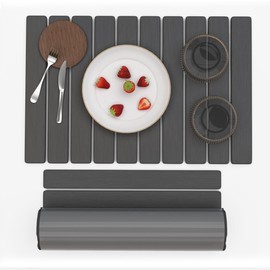 Large Stone Dish Drying Mat for Kitchen Counter, 23.6"(L)×15.4"(W) Foldable Fast Drying Dish Mats, Absorbent Diatomaceous Earth Mats for Dishes & Bottles & Cups