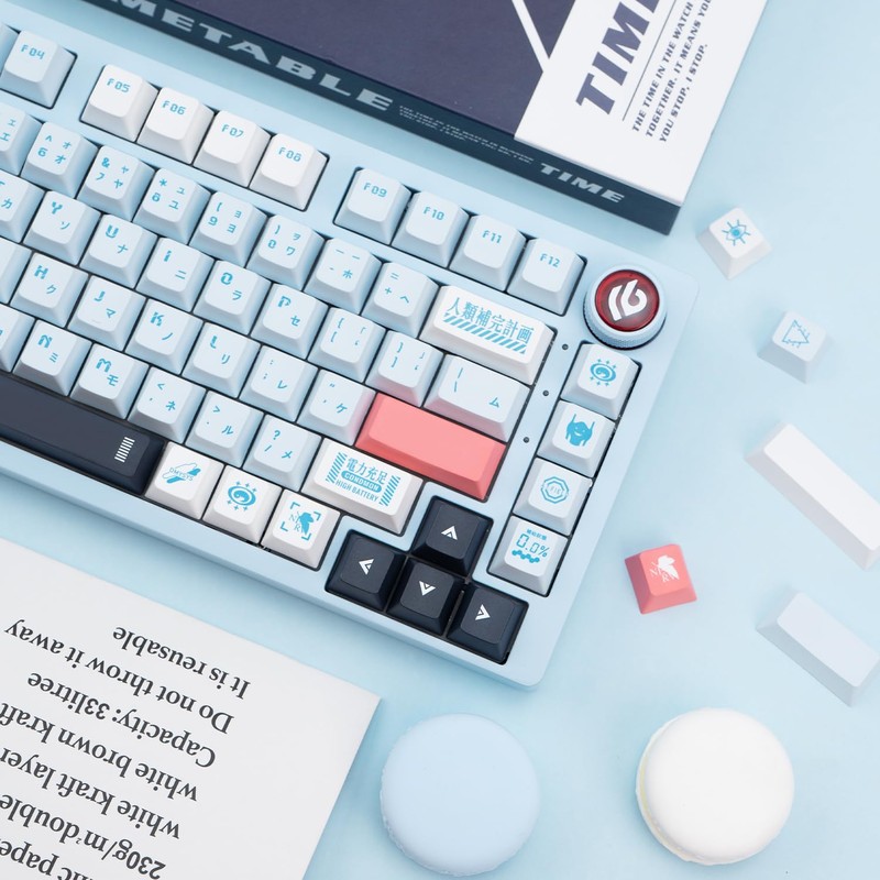 TIMSEKER PBT Keycaps 143 Keys Blue Keycaps Dye-Sublimation Anime Keycap