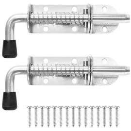 BANCHELLE Spring Loaded Latch Pin Stainless Steel with Pin Receiver and Screws, 5 Inches Door Latch for Trailer Shed Gate Van Container 2 PCS