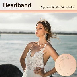 Rhinestone Bride Headband for Bachelorette Party Accessories for Bride to Be Gift Bridal Shower Gifts to Brides Headpiece Wedding Hair Band Gold