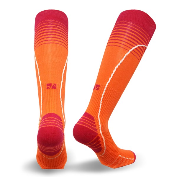 Vitalsox Italian Premium Patented Graduated Compression Silver Drystat Running Socks(1Pair-Compression), Orange, Small