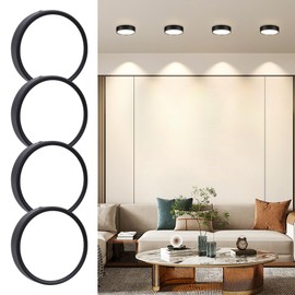 YICALE Lamparas De Techo 4 Piezas, Lampara Led Techo 15W, Luz Natural 4000K Cuerpo Negro 12CM, AC85-265V, Estilo Minimalista Moderno, Lámpara Para Baño, Salas, Dormitorios, Cocina