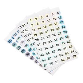 sourcing map 24 Sheets Number Stickers 1-300 Round Number Labels Reflective Stickers