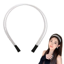 3 Layer Pearl Headband for Women Girls White Pearl Hair Band Hairband Headwearfor Women Bride Bridal Headband for Wedding Beaded Headband for Women Summer Party Hair Accessories for Girls Women