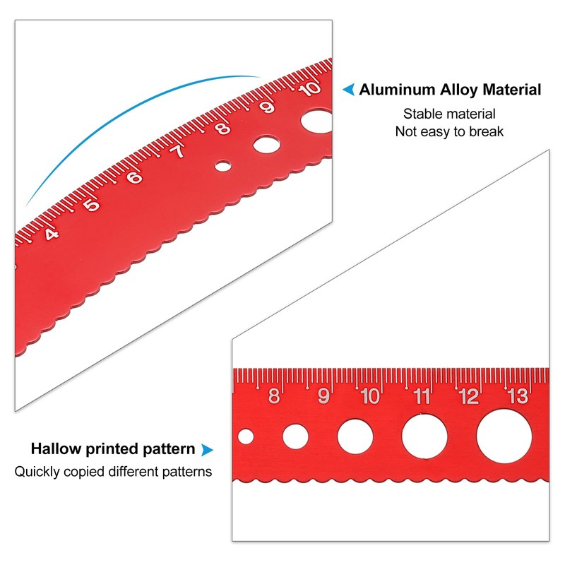 PATIKIL Triangular Ruler Set, 15cm Aluminum Metric Ruler 45°60° Triangular