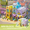 HOUXIPUPY Mini Cafe-Bookshop Building-Blocks Set- City Town Coffee Bookstore House