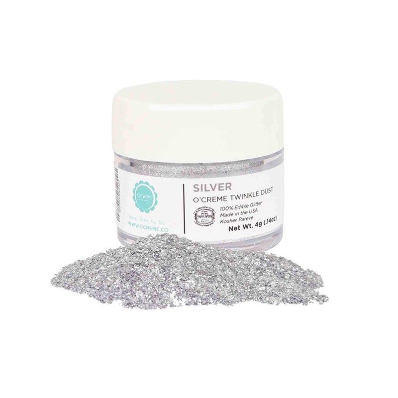 O'Creme Food-Grade Edible Twinkle Dust, 4 Grams Silver