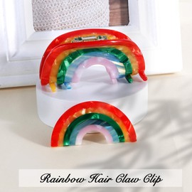 Vovii Rainbow Hair Claw Clips for Women Girls Pride Accessories, Funny Novelty Acetate Hair Clips Rainbow Hair Accessories for Gifts (2Pcs)