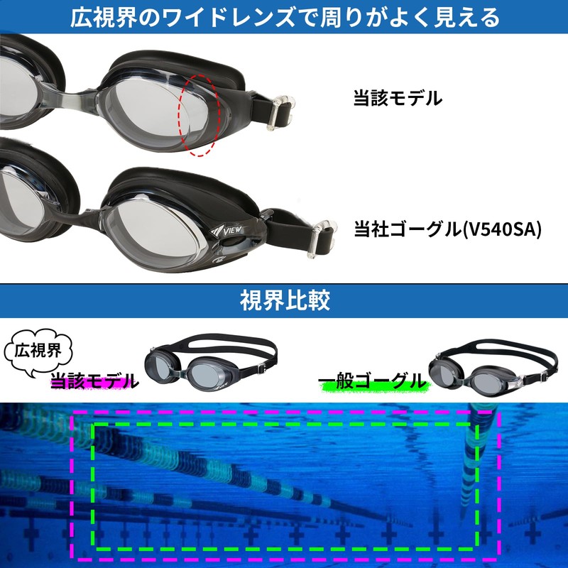 View V630SA BLBK Swimming Goggles, For Adults, Fitness Model, Easy