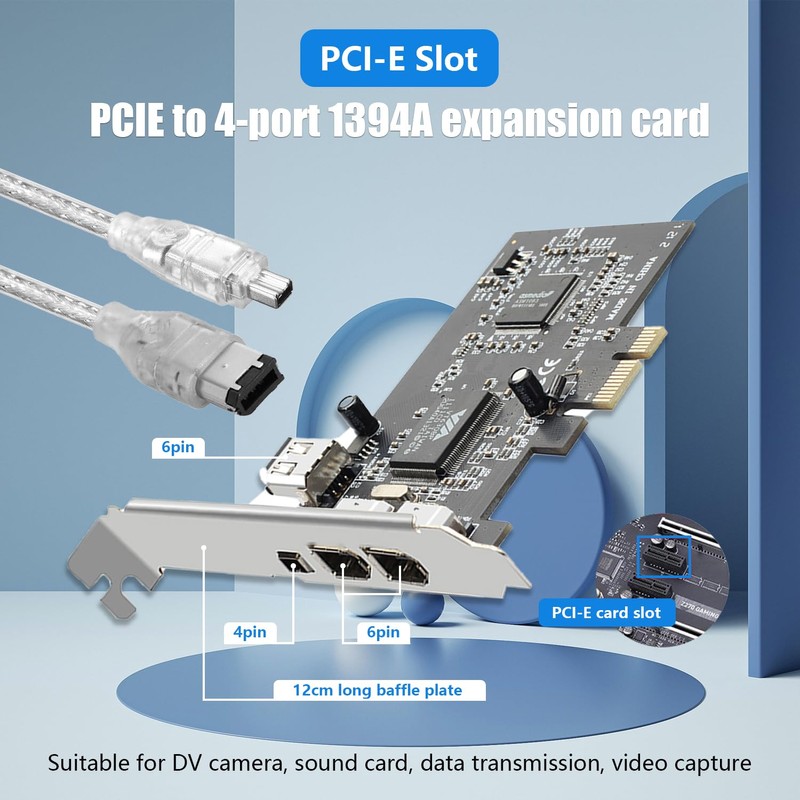 PCIe Firewire 400 Card,IEEE 1394a PCI Express 4 Ports PCIe
