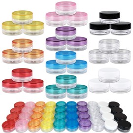 Beauticom® 120 Pieces 3G/3ML Empty Clear Container Jar with MultiColor Lids for Makeup Cosmetic Samples, Small Jewelry, Beads, Nail Charms and Accessories