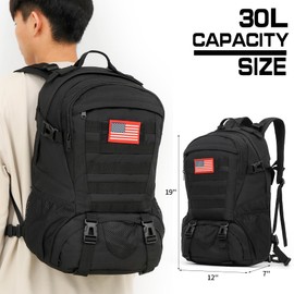 Houart Camo Backpack,Military Tactical Backpack for Men with Flag Patch,30L School Backpack for Outdoor