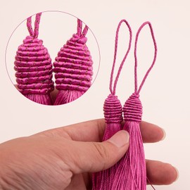 VAPKER Bookmark Tassels, 20 Pieces 15cm Dark Pink Tassels with Pineapple Head Sewing Tassels Silky Floss Mini Craft Tassels with Cord Loop for Keychain
