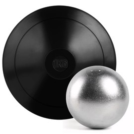 1 Pcs 4 KG (8.8lb) Shot Put and 1 Pcs 1 KG Rubber Discus for School Track and Field Discuses Iron Shot Put Shot Put Ball for Outdoor Practice Throwing