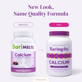 Barimelts Calcium Citrate with Vitamin D3 & Magnesium, 120 Smooth-Dissolving Tablets (1-Month Supply), Bariatric Calcium Supplements for Women, Natural Berry Flavor​