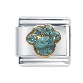 Paw Print March Birthstone Italian Charm Fits all 9mm Italian Style Charm Bracelets