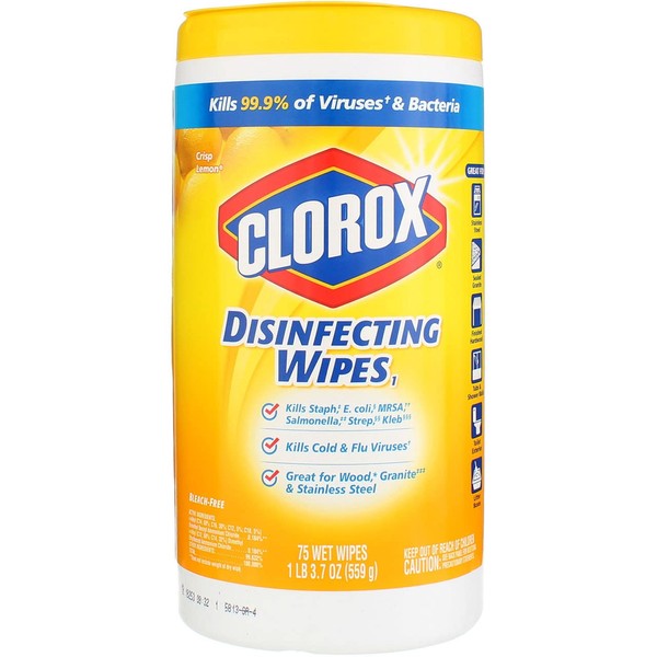 Clorox Disinfecting Wipes Lemon 3 Packs of 75 Count, 225 Count